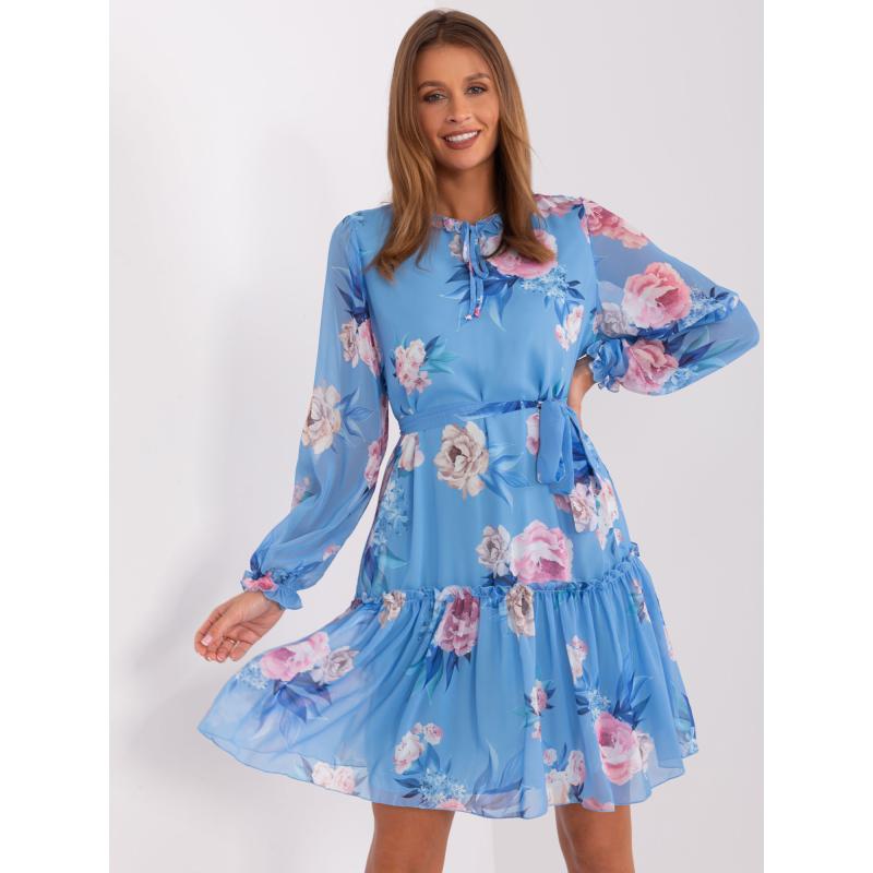 Dámske šaty s volánom kvetinové LYH modré