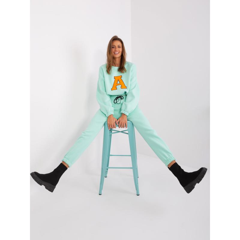 Dámská mikina s písmenem A mentolová a oranžová 