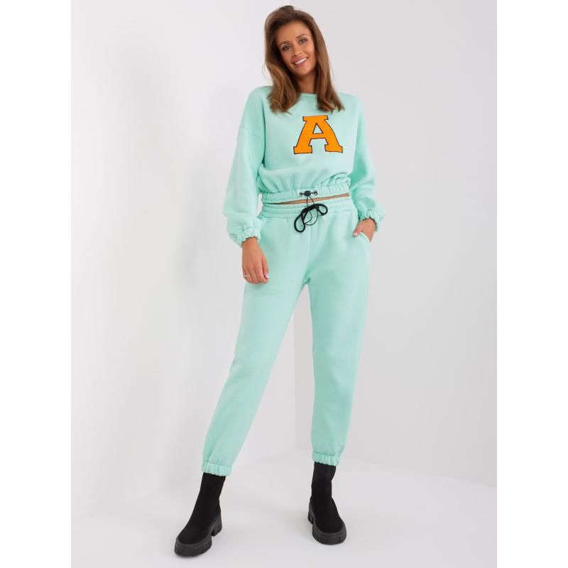 Dámská mikina s písmenem A mentolová a oranžová 