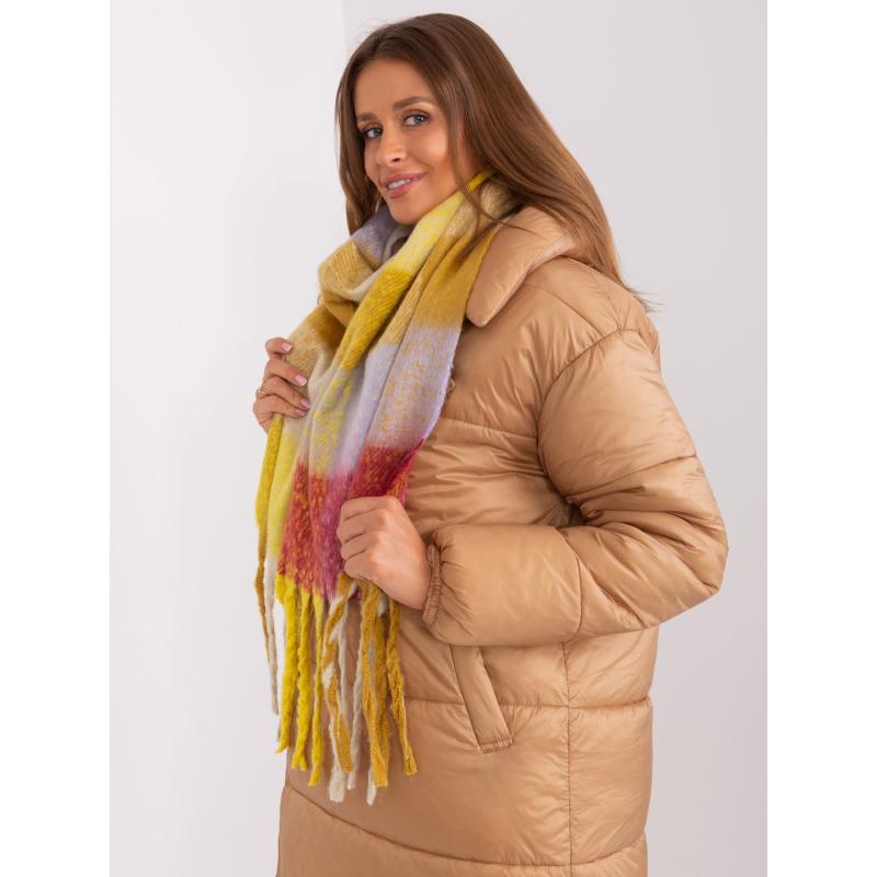 Dámska šatka so strapcami NALA žltá a bordová