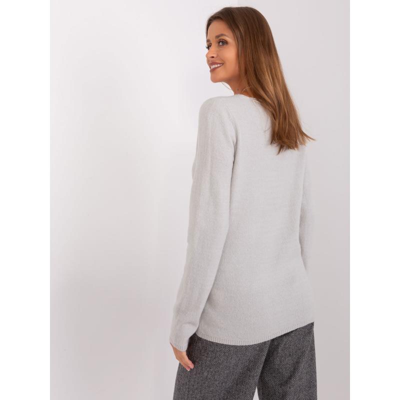 Dámsky sveter s výstrihom do V CHAY svetlosivý