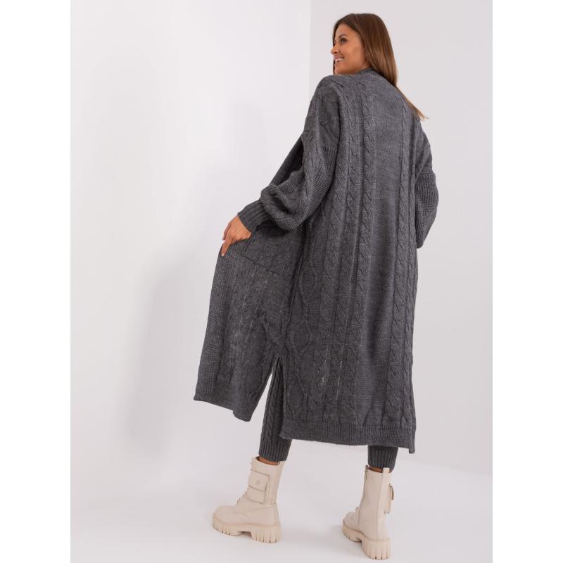 Női kardigán buff ujjakkal SNEIL sötétszürke