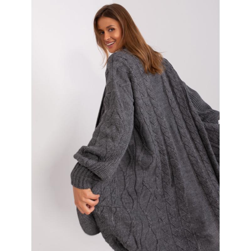 Női kardigán buff ujjakkal SNEIL sötétszürke