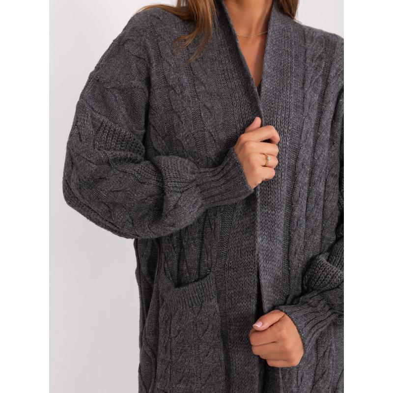 Női kardigán buff ujjakkal SNEIL sötétszürke