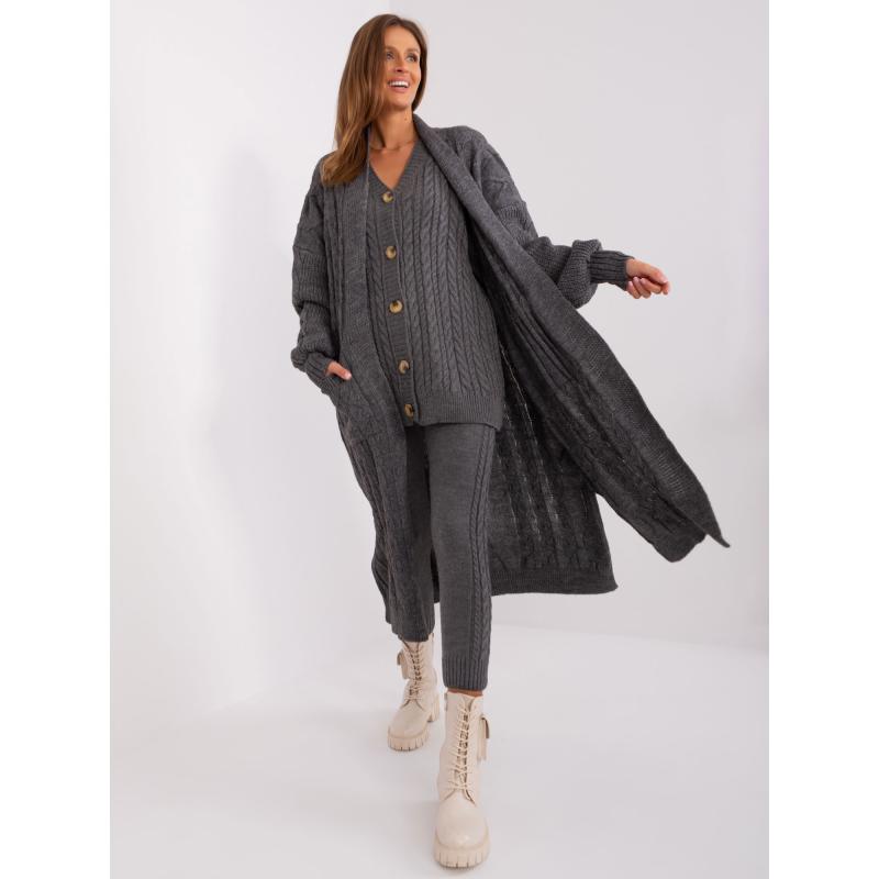 Női kardigán buff ujjakkal SNEIL sötétszürke