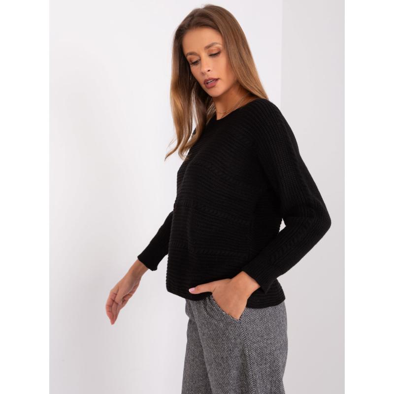 Dámsky sveter s nášivkami PERR čierny