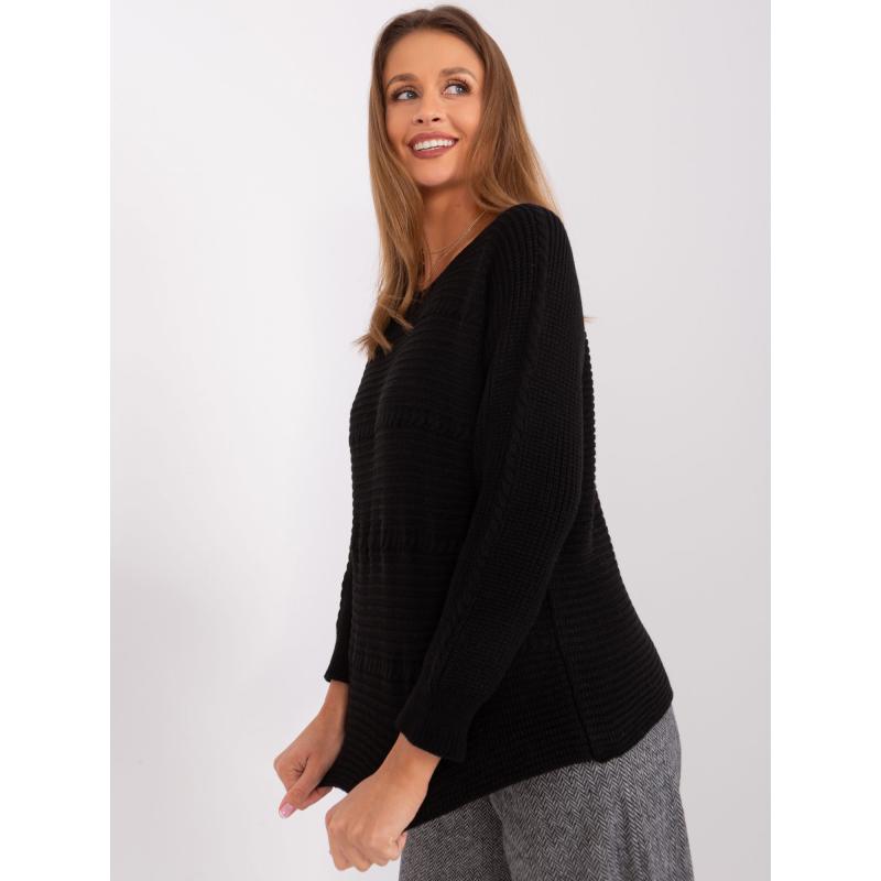 Dámsky sveter s nášivkami PERR čierny