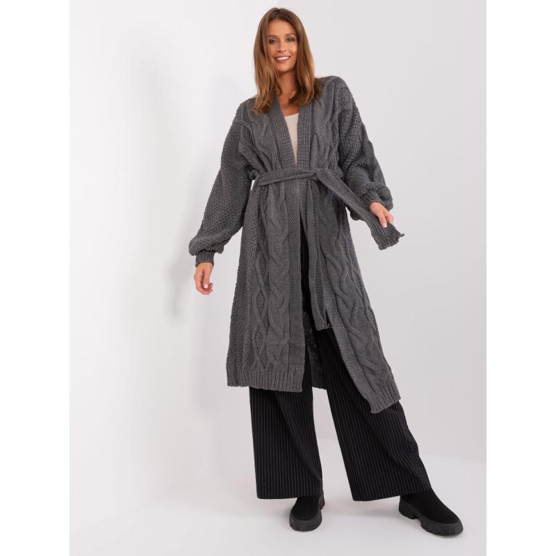 Dámský svetr s plédy RUE PARIS tmavě šedý 