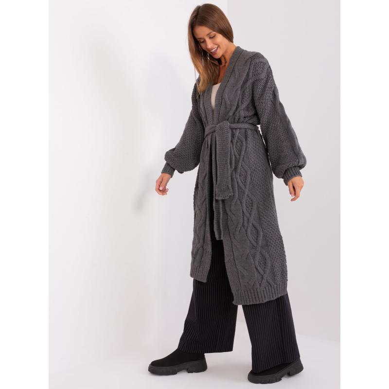 Dámský svetr s plédy RUE PARIS tmavě šedý 