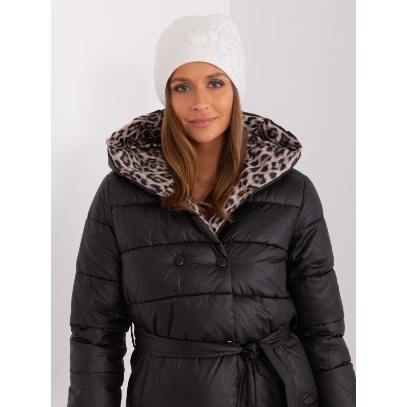 Dámská zimní čepice s kamínky ESA ecru 