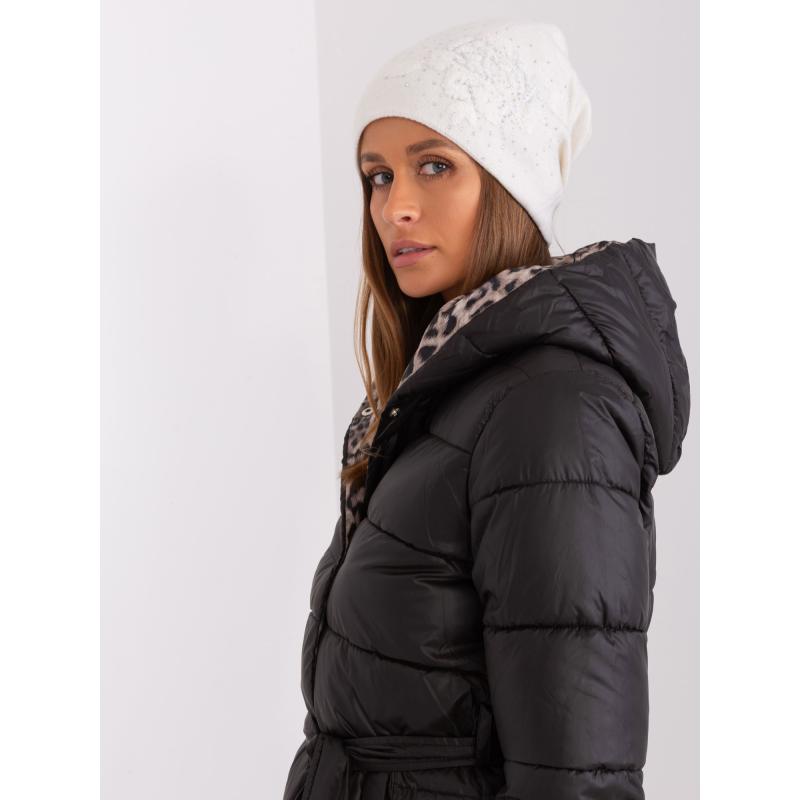 Dámská zimní čepice s kamínky ESA ecru 