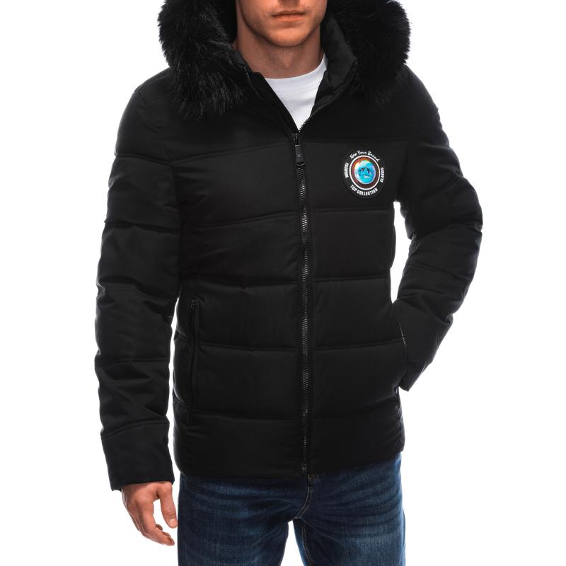 Férfi steppelt téli kabát 576C fekete