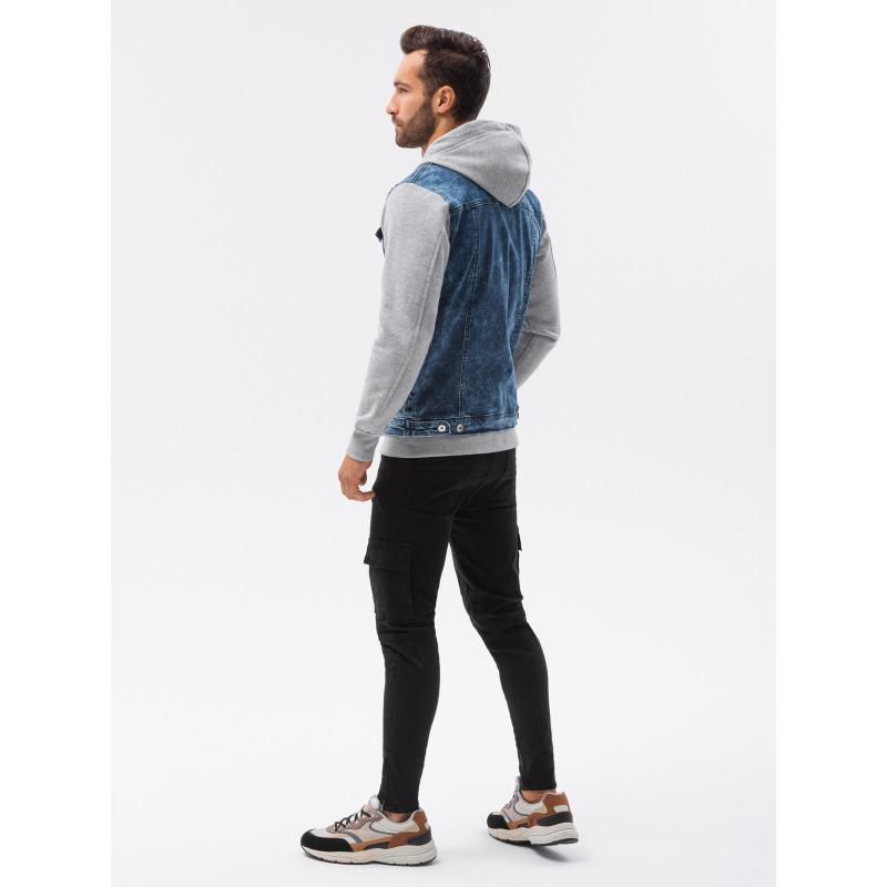 Pánská džínová bunda C322 denim/šedá