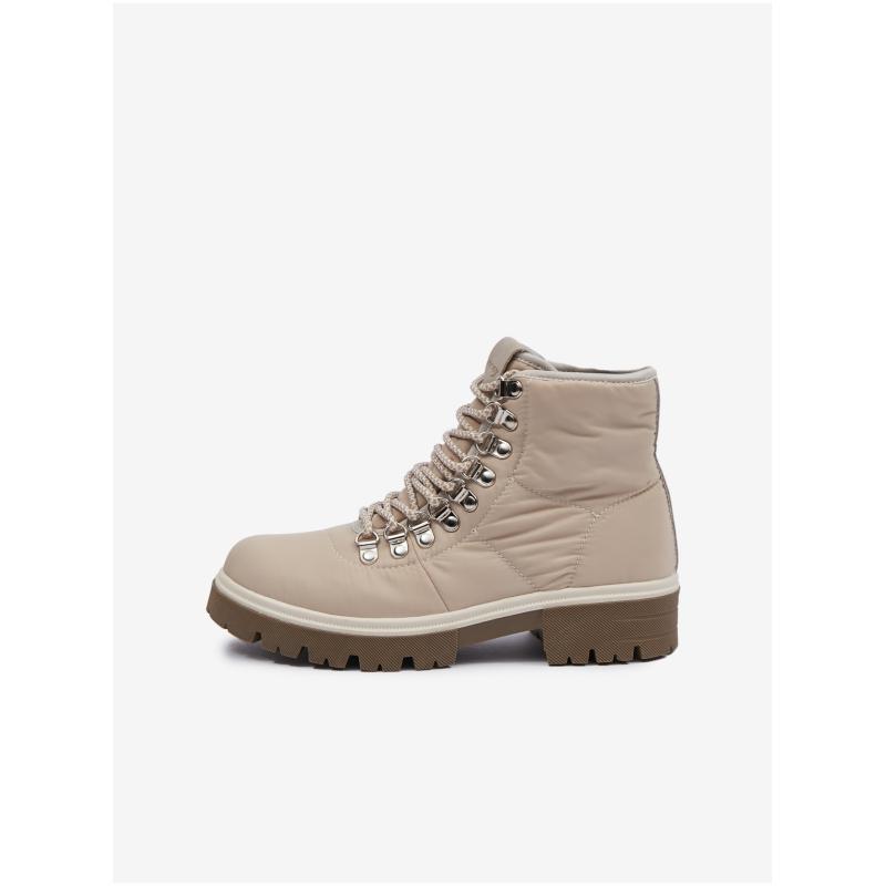 Bézs női téli bokacsizma