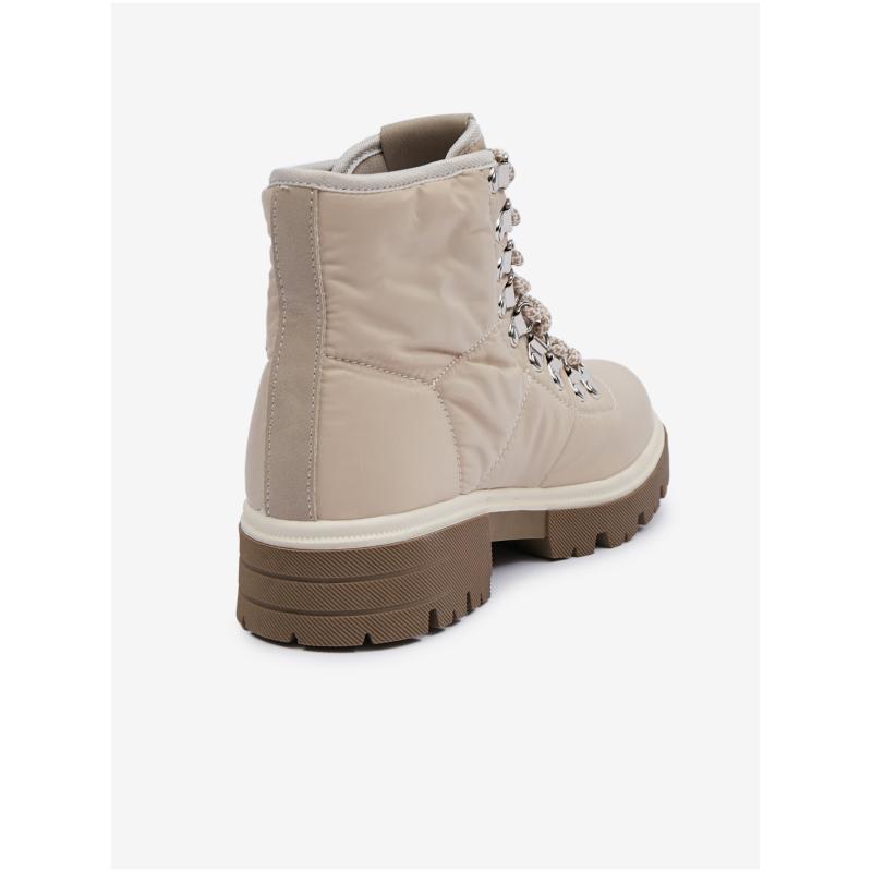 Bézs női téli bokacsizma