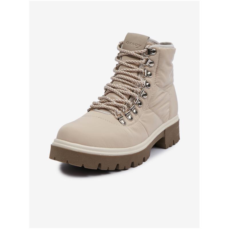 Bézs női téli bokacsizma