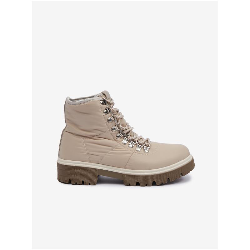 Bézs női téli bokacsizma