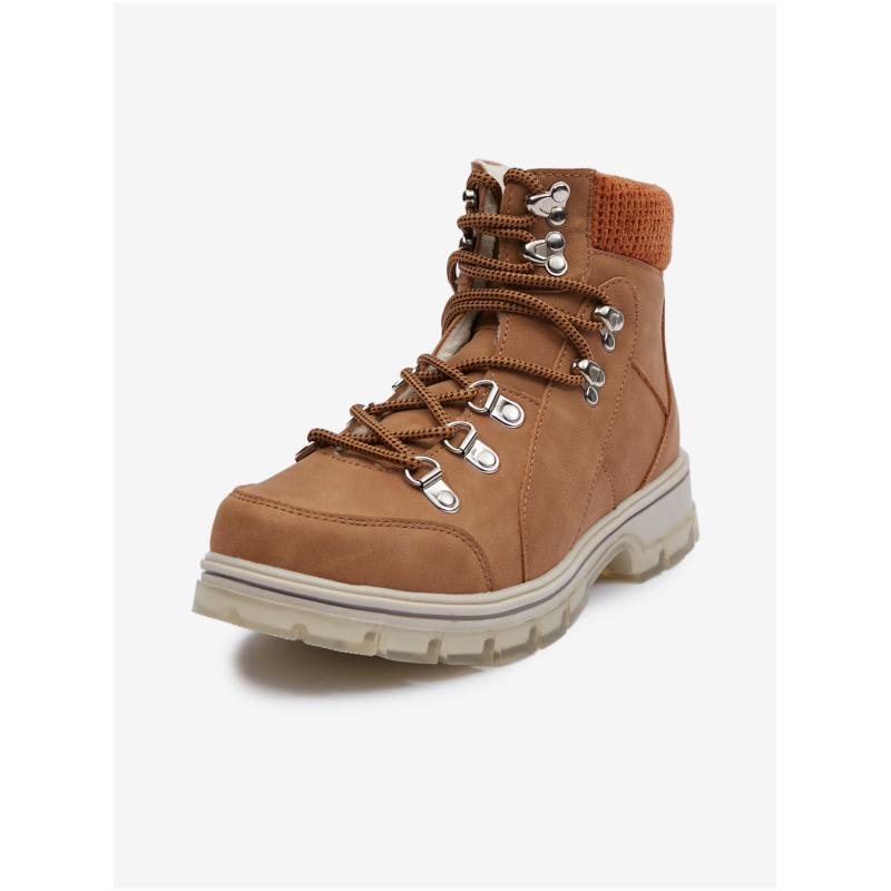 Barna női téli bokacsizma