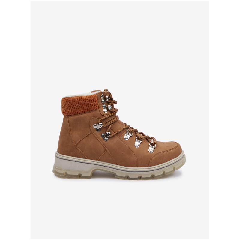 Barna női téli bokacsizma