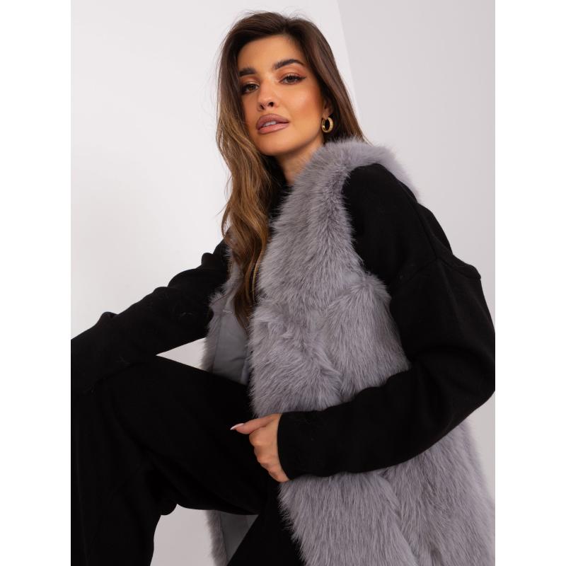 Dámská vesta s kožešinou MAI šedá 