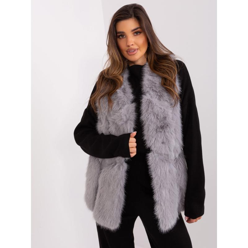 Dámská vesta s kožešinou MAI šedá 