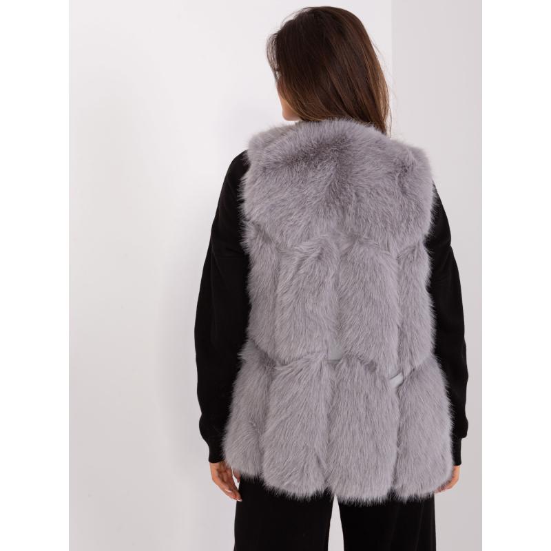 Dámská vesta s kožešinou MAI šedá 