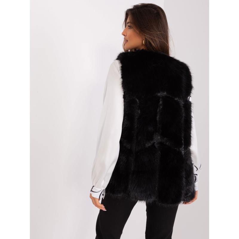 Női öko szőrmés mellény LIAH fekete