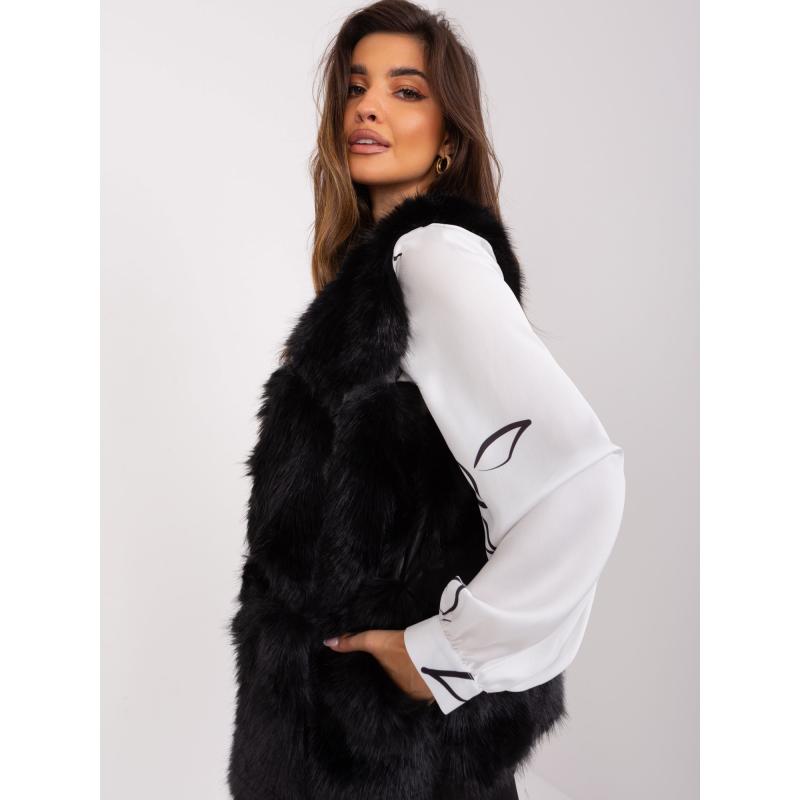 Női öko szőrmés mellény LIAH fekete