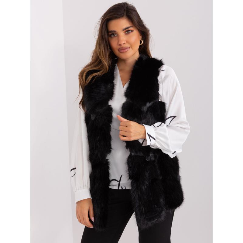 Női öko szőrmés mellény LIAH fekete