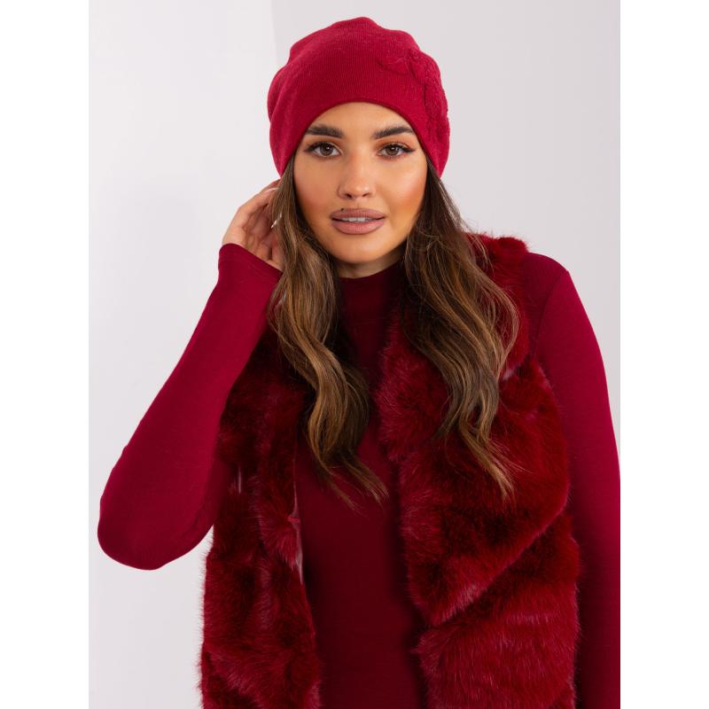 Dámská čepice s kamínky IAH vínová 