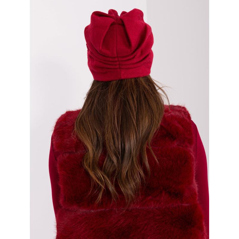 Dámská čepice s kamínky IAH vínová 