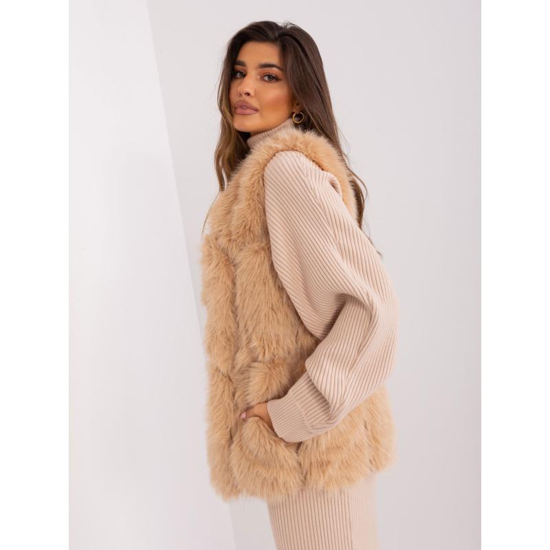 Dámská vesta s kožešinou RAI hnědé 