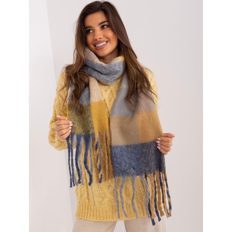 Dámská šála s třásněmi ZEMA hnědé šedá 