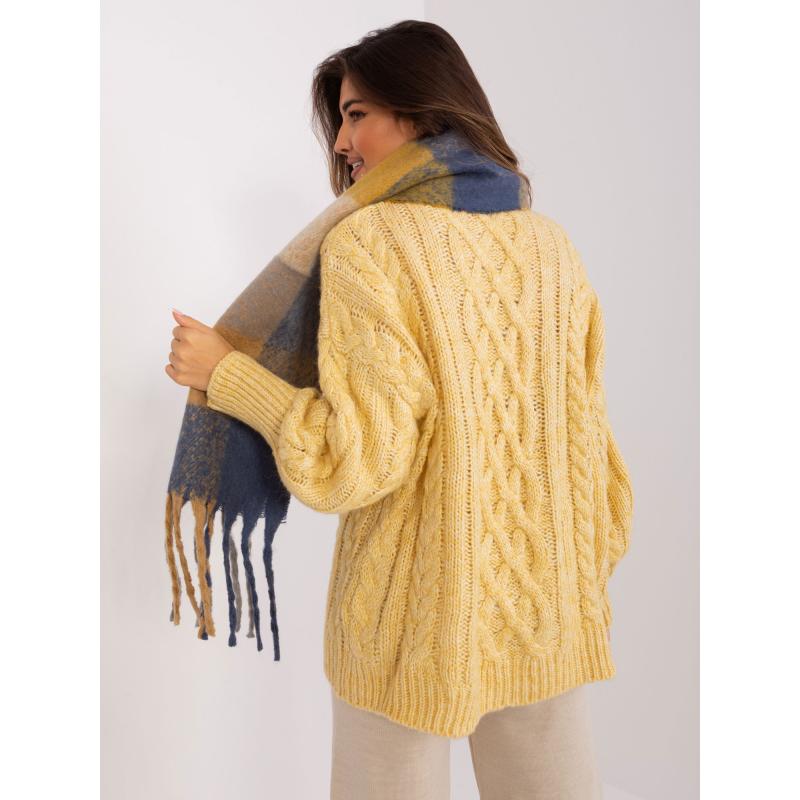 Dámská šála s třásněmi ZEMA hnědé šedá 