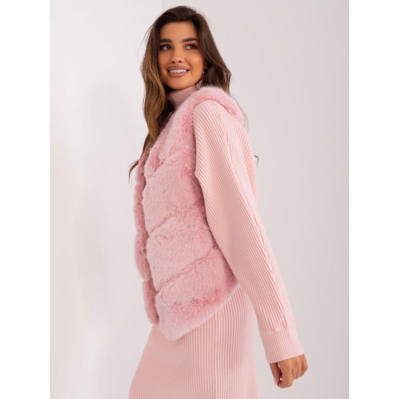 Dámská vesta s kožešinou DEDA světle růžová 