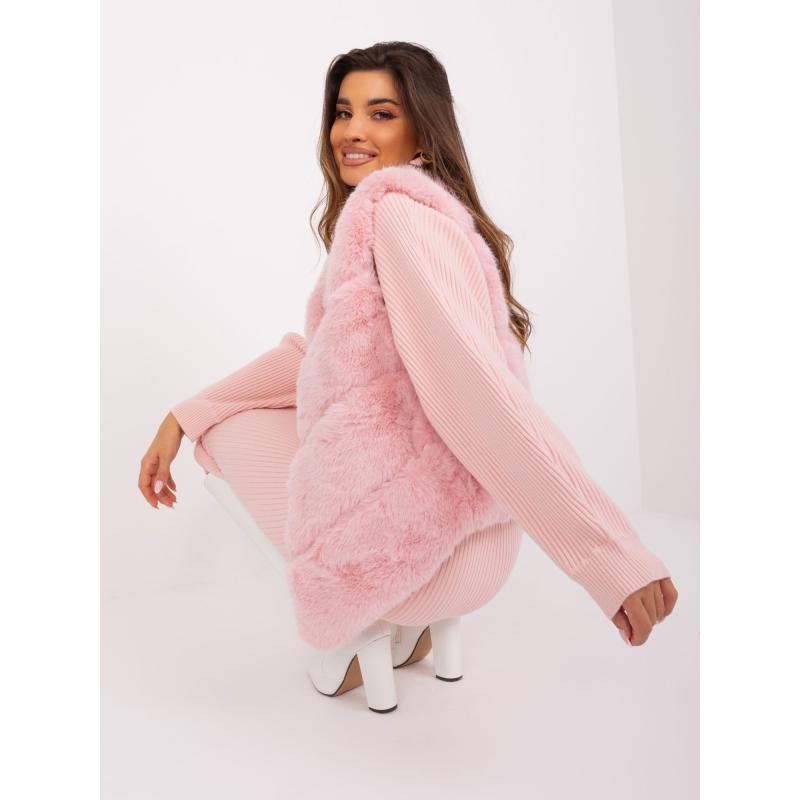 Dámská vesta s kožešinou DEDA světle růžová 