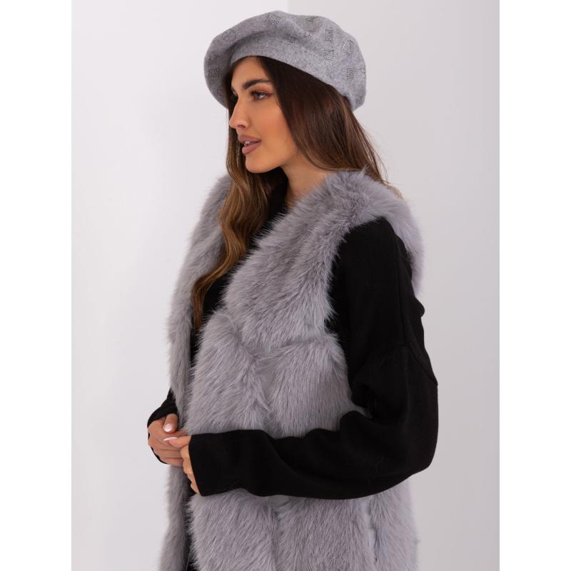 Dámska kašmírová baretka HAZAR sivá
