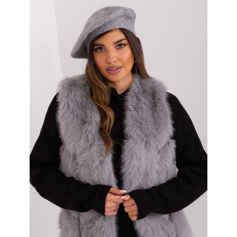 Dámska kašmírová baretka HAZAR sivá