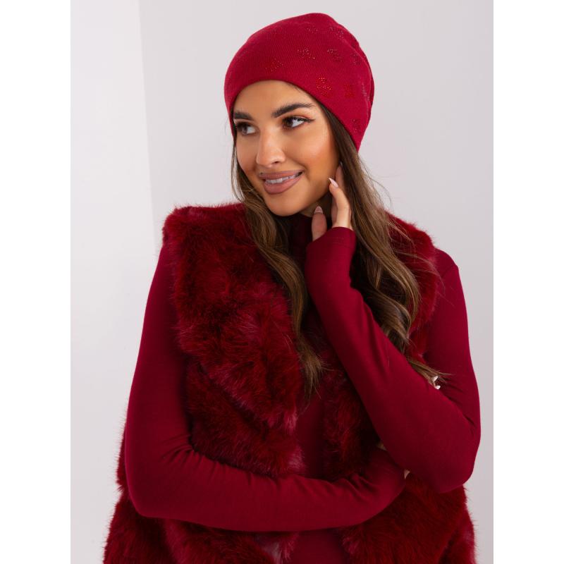 Női sapka strasszkövekkel SUSAH bordó