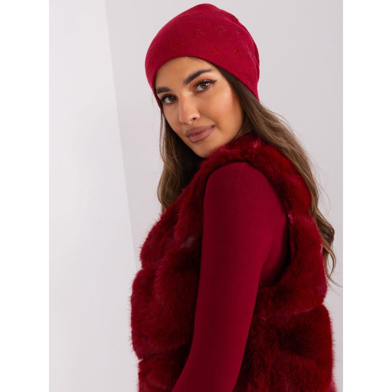 Női sapka strasszkövekkel SUSAH bordó