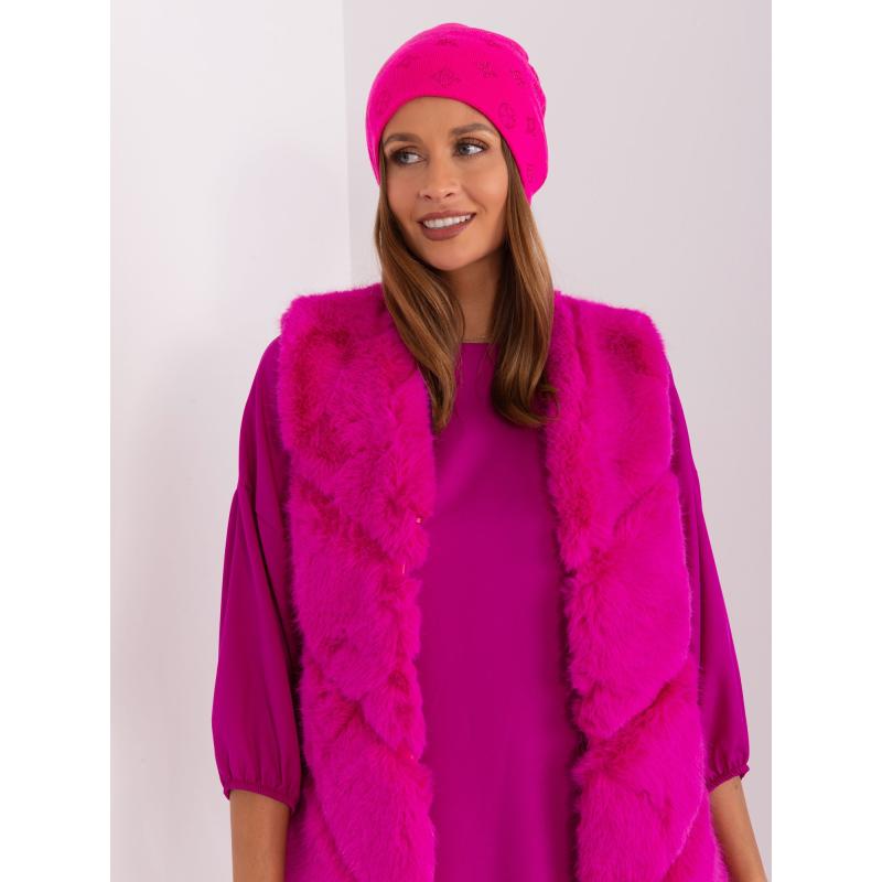 Dámská čepice s aplikacemi HIRAM tmavě růžová