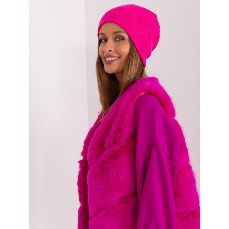 Dámská čepice s aplikacemi HIRAM tmavě růžová