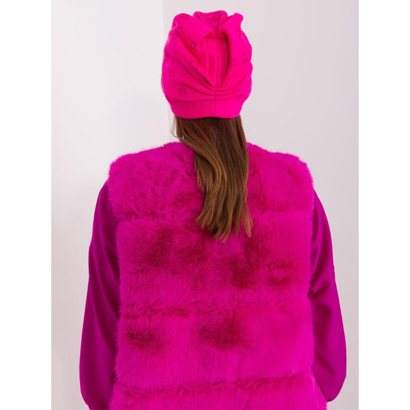 Dámská čepice s aplikacemi HIRAM tmavě růžová