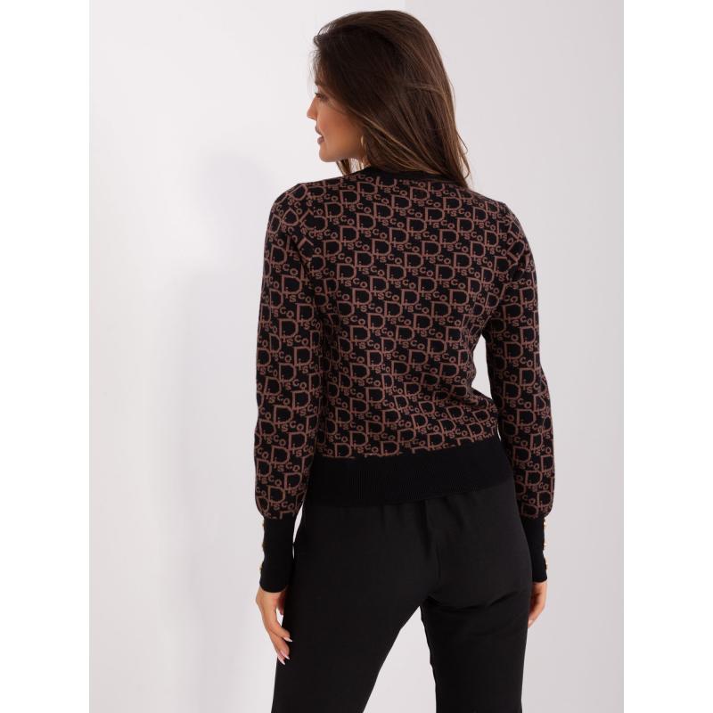 Dámsky sveter so vzorom KELI čierno-hnedý