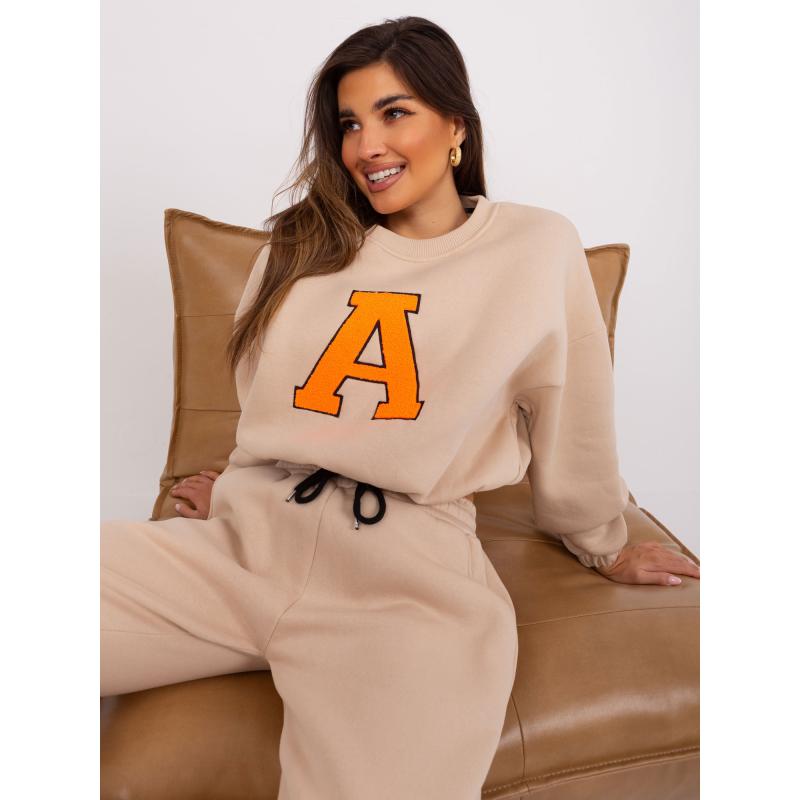 Női szett ZONKA foltokkal bézs és fluo narancs színben