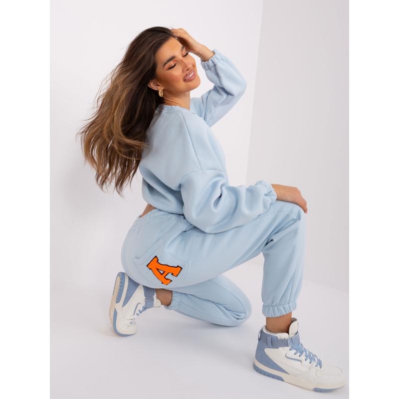 Dámská mikinová souprava JENDA světle modrá a fluo oranžová 