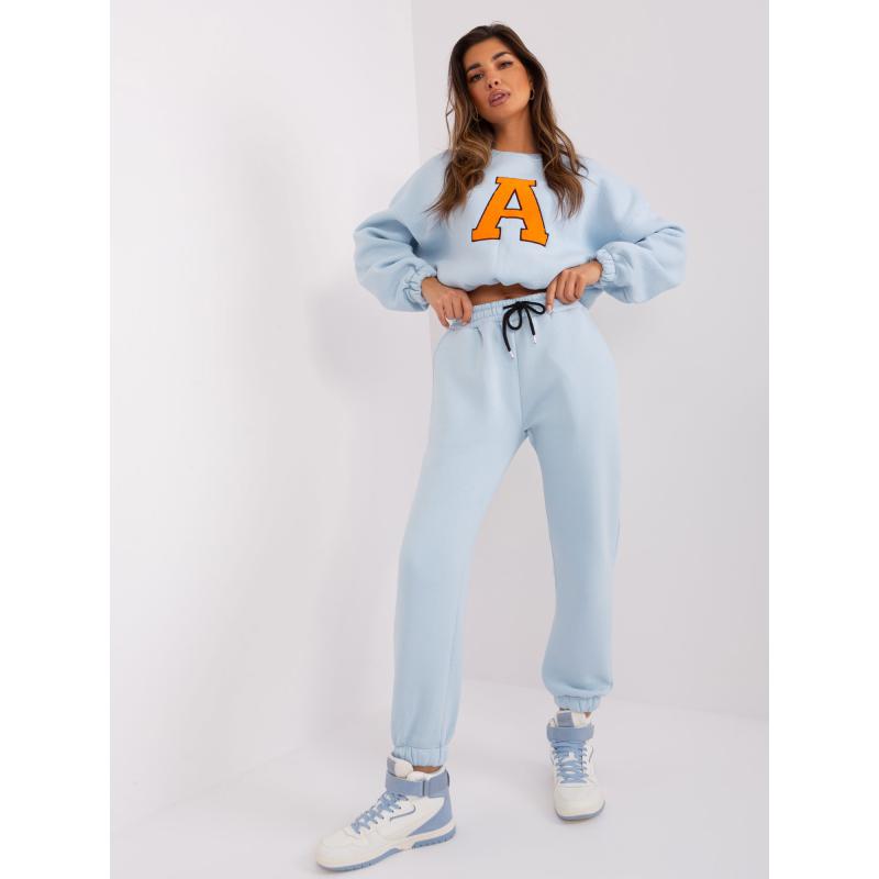Dámská mikinová souprava JENDA světle modrá a fluo oranžová 