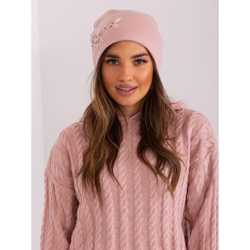 Dámska kašmírová pletená čiapka BIMA ružová