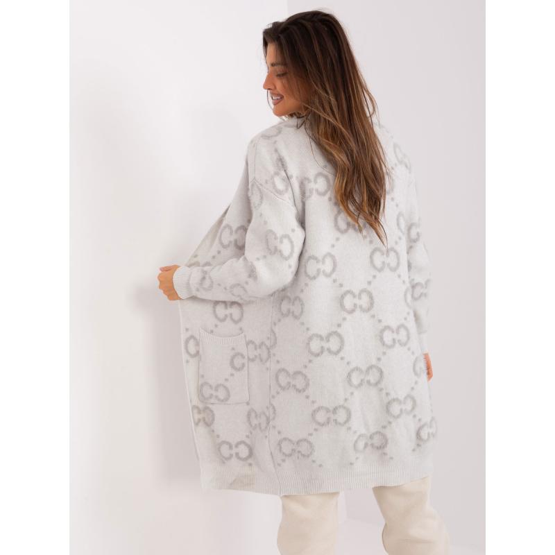 Dámský svetr s kapsami vzorovaný ICK světle šedý  
