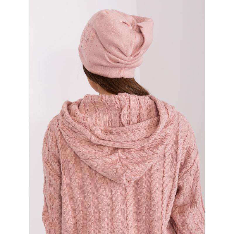 Dámská čepice s kamínky JACK světle růžová 